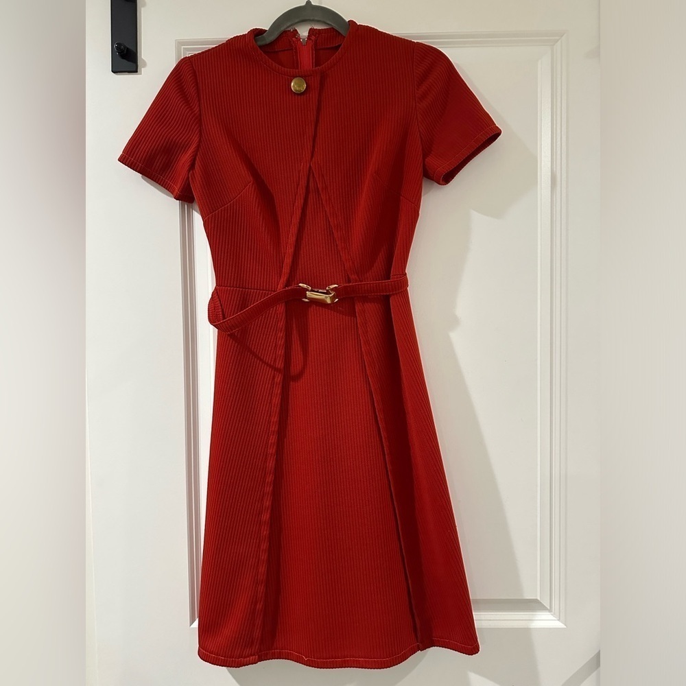 Vintage rust colored short sleeve dress, small